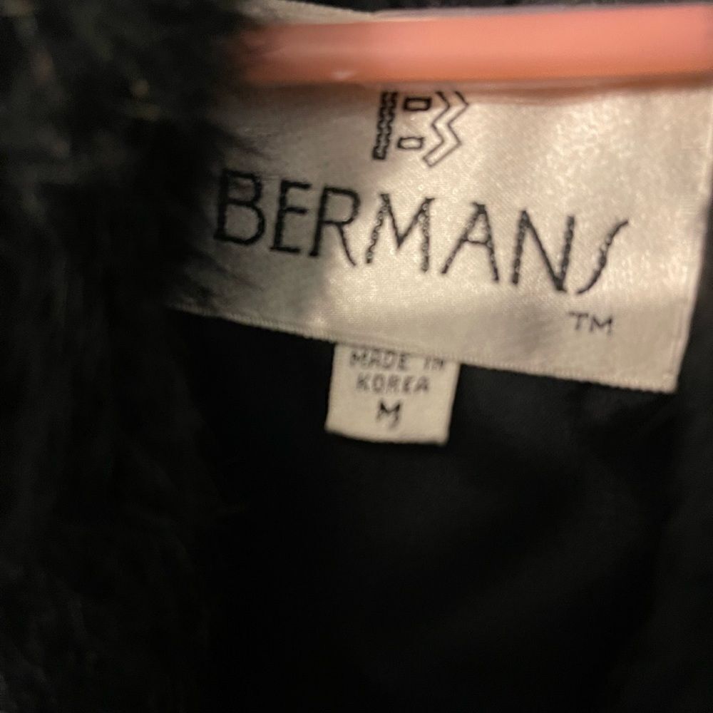 Vintage Bermans black rabbit fur coat sz M - Picture 4 of 9